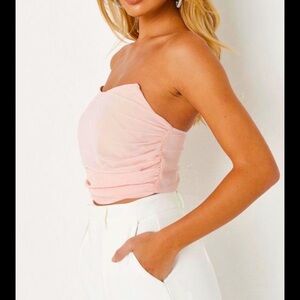 Elegant Blush Draped Front Bandeau Bustier Corset Style Crop Top.NWT